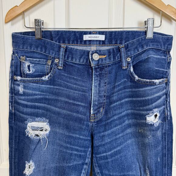 Moussy Vintage ISKO Comfort Ace Skinny Jeans Blue Distressed Ripped Women’s 30 - Picture 3 of 9